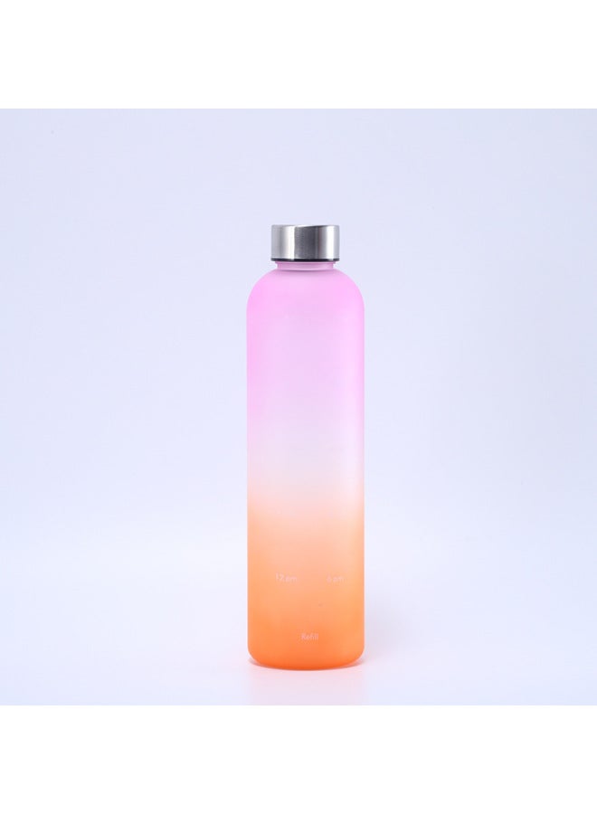 Large Capacity Sports Water Bottle 1000ml Stainless Steel Cover Cup Body 8 Color Gradient Spray Paint Sports Water Cup In Stock-Color:Pink + Orange Gradient-Capacity:1000ml - Image 1