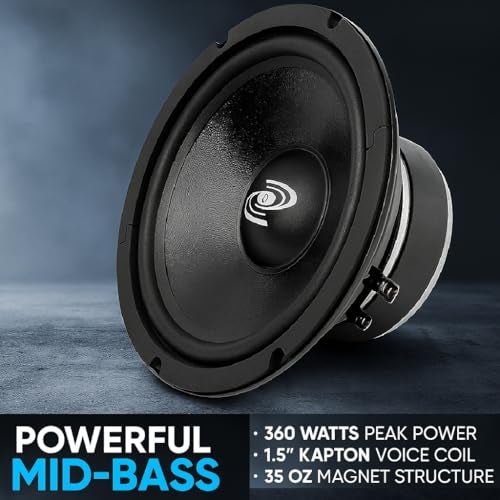 Pyle 8 Inch Car Midbass Woofer 360 Watt High Powered Car Audio Sound Component Speaker System wHighTemperature Kapton Voice Coil 200Hz5kHz Frequency 94 dB 8 Ohm 35 oz Magnet PDMR8 - Image 3