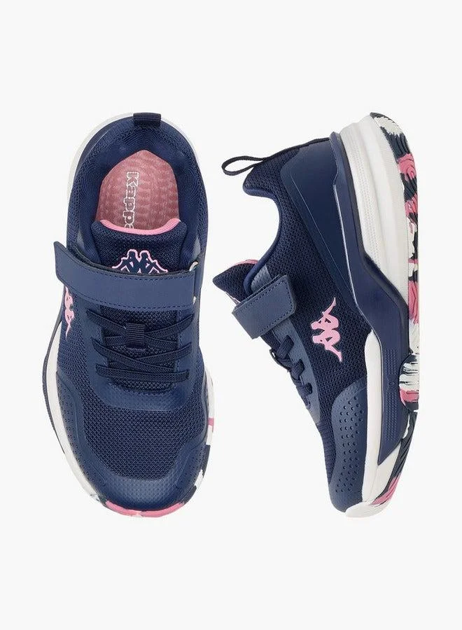 Kappa Girls' Logo Print Sports Shoes with Hook and Loop Closure