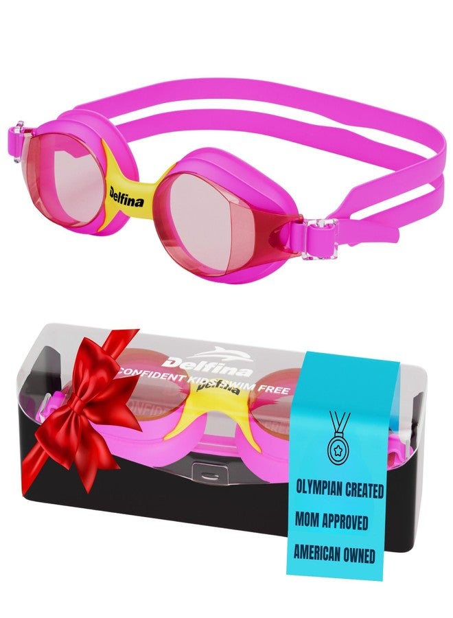 Delfina elfina Toddler Swimming Goggles – 2+ Years Old Kids Swim Goggles - Comfortable No Leak Anti-Fog Kids Goggle for Swimming | Boys and Girls Pool Goggle | Pink - Image 1