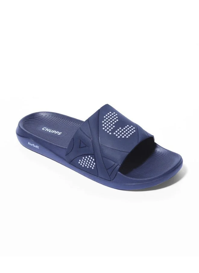تشيبس Navy Blue Printed Sliders for Men