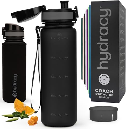 Hydracy Water Bottle with Time Marker - 500 ml 17 Oz BPA Free Water Bottle - Leak Proof & No Sweat Gym Bottle with Fruit Infuser Strainer - Ideal for Fitness or Sports & Outdoors - Image 1