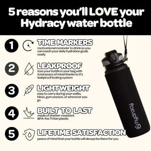 Hydracy Water Bottle with Time Marker - 500 ml 17 Oz BPA Free Water Bottle - Leak Proof & No Sweat Gym Bottle with Fruit Infuser Strainer - Ideal for Fitness or Sports & Outdoors - Image 2