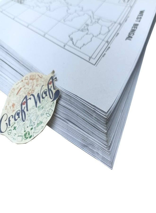 CRAFTWAFT خريطة سياسية فارغة لولاية البنغال الغربية من كرافتوافت، عبوة من 100 خريطة، مناسبة لتحديد المواقع على الخريطة - Image 4