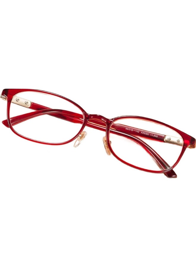 Sunset Red Reading Glasses For Women, Anti-Blue Light, Fashionable, Ultra-Light, High-Definition, Large Frame, Elegant, For Elderly, Ax5321, 200 Degrees - Image 2