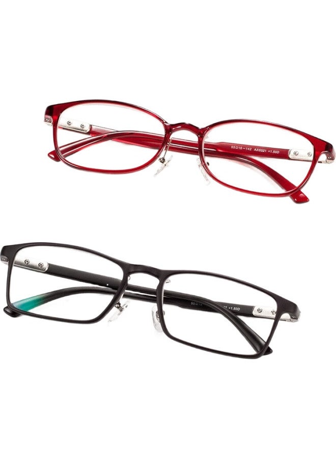 Sunset Red Reading Glasses For Women, Anti-Blue Light, Fashionable, Ultra-Light, High-Definition, Large Frame, Elegant, For Elderly, Ax5321, 200 Degrees - Image 1