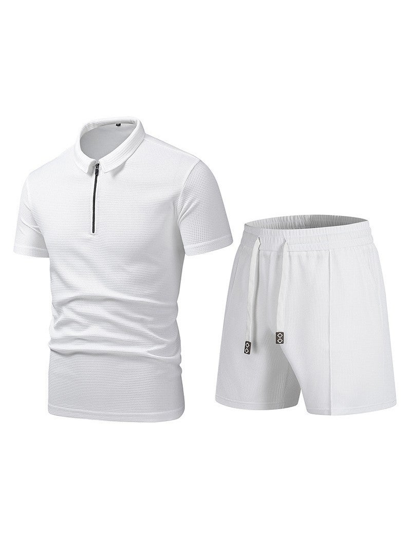 Waffle Men'S Polo Shirt Summer Base Shirt Lapel Short-Sleeved T-Shirt Sports Suit Source - Image 3