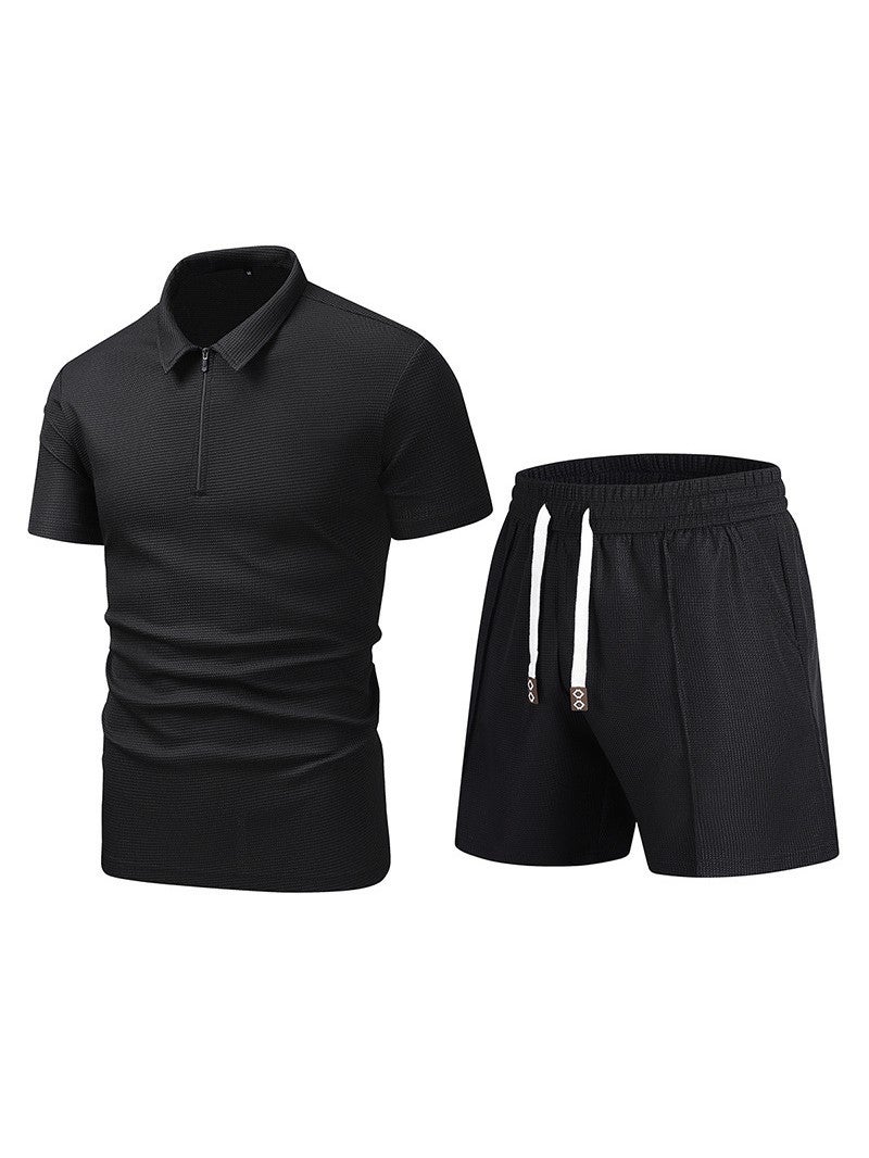 Waffle Men'S Polo Shirt Summer Base Shirt Lapel Short-Sleeved T-Shirt Sports Suit Source - Image 4