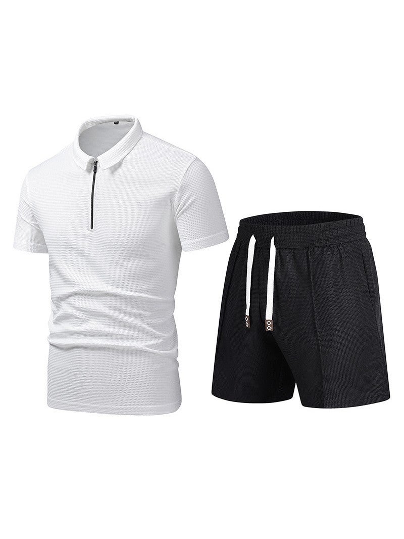 Waffle Men'S Polo Shirt Summer Base Shirt Lapel Short-Sleeved T-Shirt Sports Suit Source - Image 2