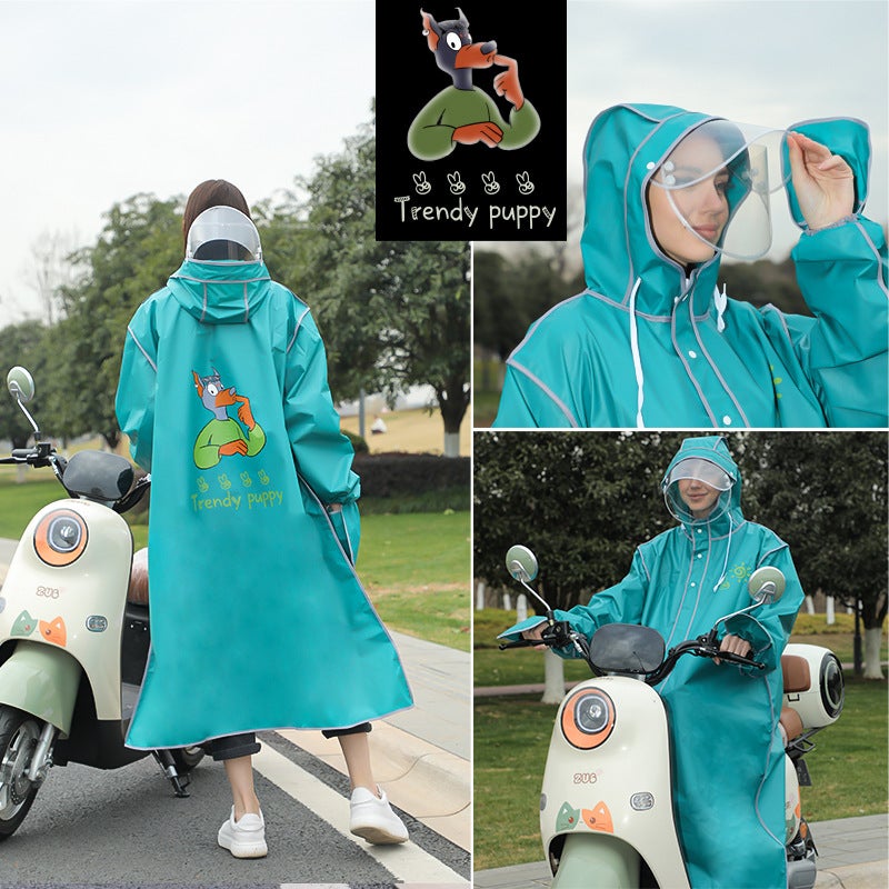 Generic EVA Full Body Raincoat Adult Thickened Extended Dark green + thickened lengthened upgraded version (backpack position + sleeve + rain-proof double brim) multi-purpose 