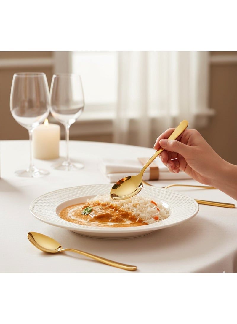 Decent Aura Gold Baby Spoon Set of 6 | Stainless Steel PVD Gold Cutlery | Mirror Finish | Spoons for Home & Kitchen - Image 4