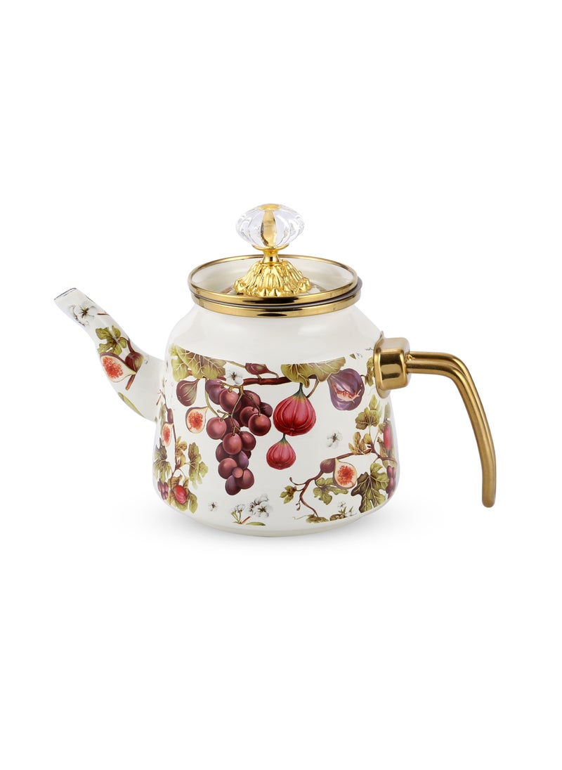 Life Smile 1.0L Household Portable Kettle,Enamel Coated Stainless Steel Teapot with Heat-Resistent Handle, Tea Kettle with Removable Lid,Perfect for Boiling Water, Milk & Tea  - Image 1