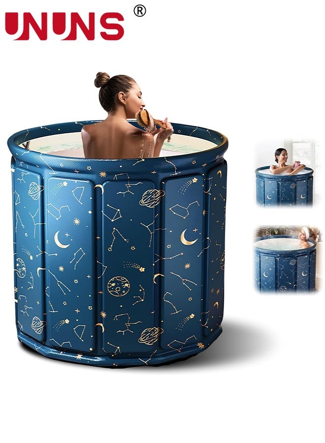 UNUNS Portable Foldable Ice Bath Tub,Large Portable Bath Tub for Home Outdoors Gyms,Collapsible Soaking Bath Tub for Shower (77Gal) Blue Planet,Quick Opening without Installation,No Water Leakage - Image 1