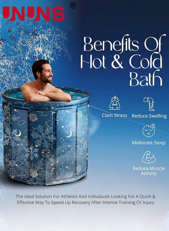 UNUNS Portable Foldable Ice Bath Tub,Large Portable Bath Tub for Home Outdoors Gyms,Collapsible Soaking Bath Tub for Shower (77Gal) Blue Planet,Quick Opening without Installation,No Water Leakage - Image 5