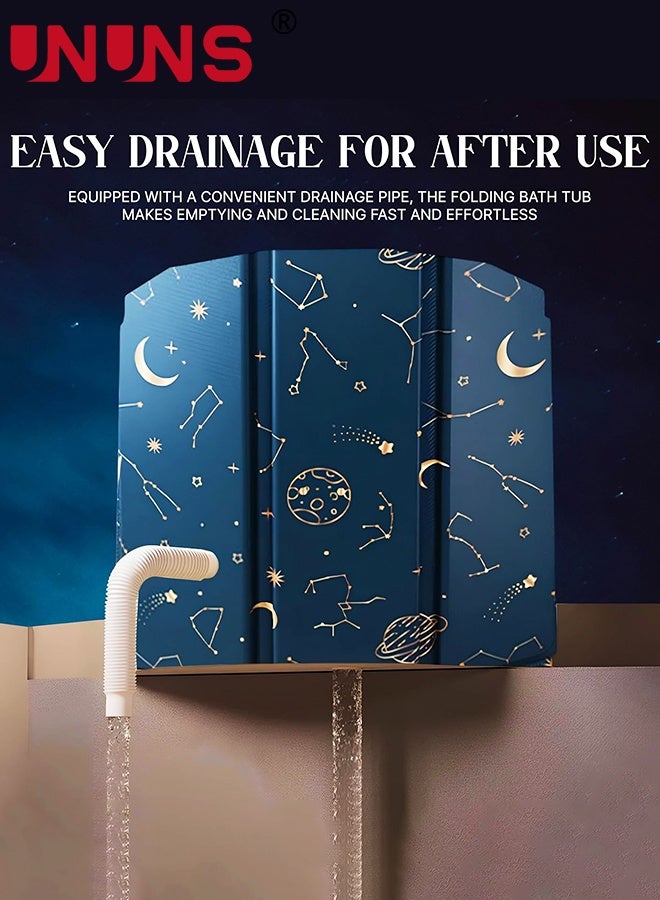 UNUNS Portable Foldable Ice Bath Tub,Large Portable Bath Tub for Home Outdoors Gyms,Collapsible Soaking Bath Tub for Shower (77Gal) Blue Planet,Quick Opening without Installation,No Water Leakage - Image 3