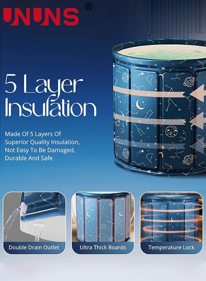 UNUNS Portable Foldable Ice Bath Tub,Large Portable Bath Tub for Home Outdoors Gyms,Collapsible Soaking Bath Tub for Shower (77Gal) Blue Planet,Quick Opening without Installation,No Water Leakage - Image 2