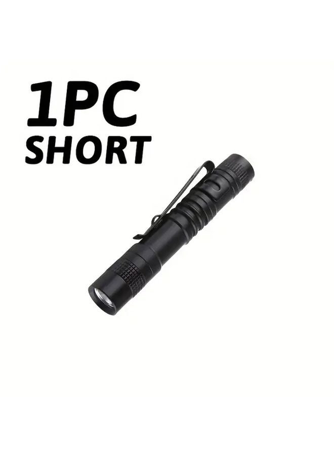 1pc Portable Short LED Flashlight With Pen Clip Bright Emergency Work Light - Image 1