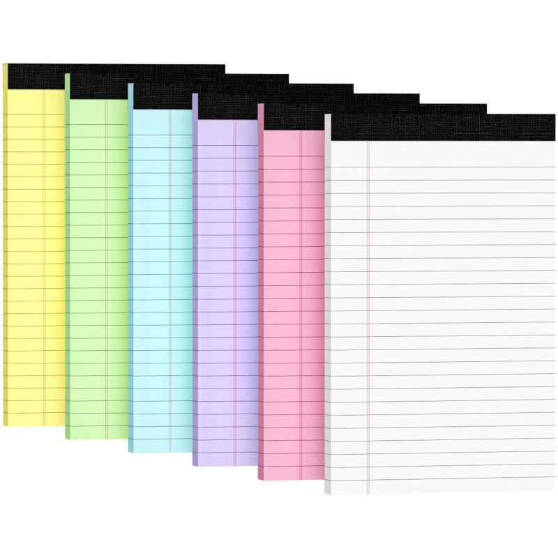 Ciphyfee 6Pcs Small Note Pads  Color Notepads 5X8 College Ruled Notebook  Writing Pads 5 X 8  Legal Pads  Memo Pad Paper Perforate Narrow Ruled Notebooks For Work  School  Office Supplies 30 Sheets/Pack - Image 1