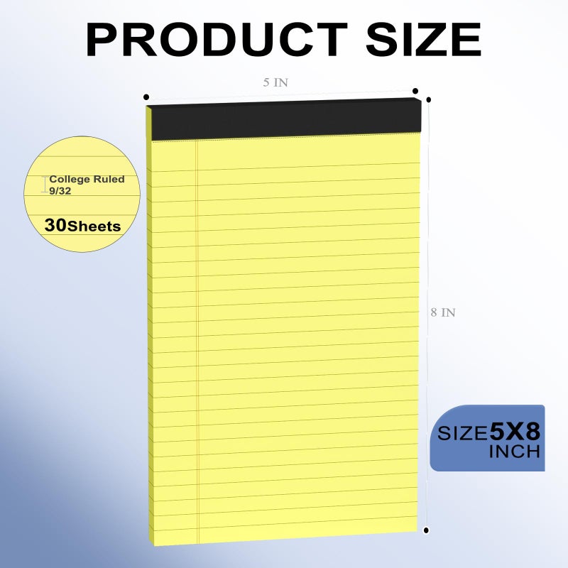 Ciphyfee 6Pcs Small Note Pads  Color Notepads 5X8 College Ruled Notebook  Writing Pads 5 X 8  Legal Pads  Memo Pad Paper Perforate Narrow Ruled Notebooks For Work  School  Office Supplies 30 Sheets/Pack - Image 2