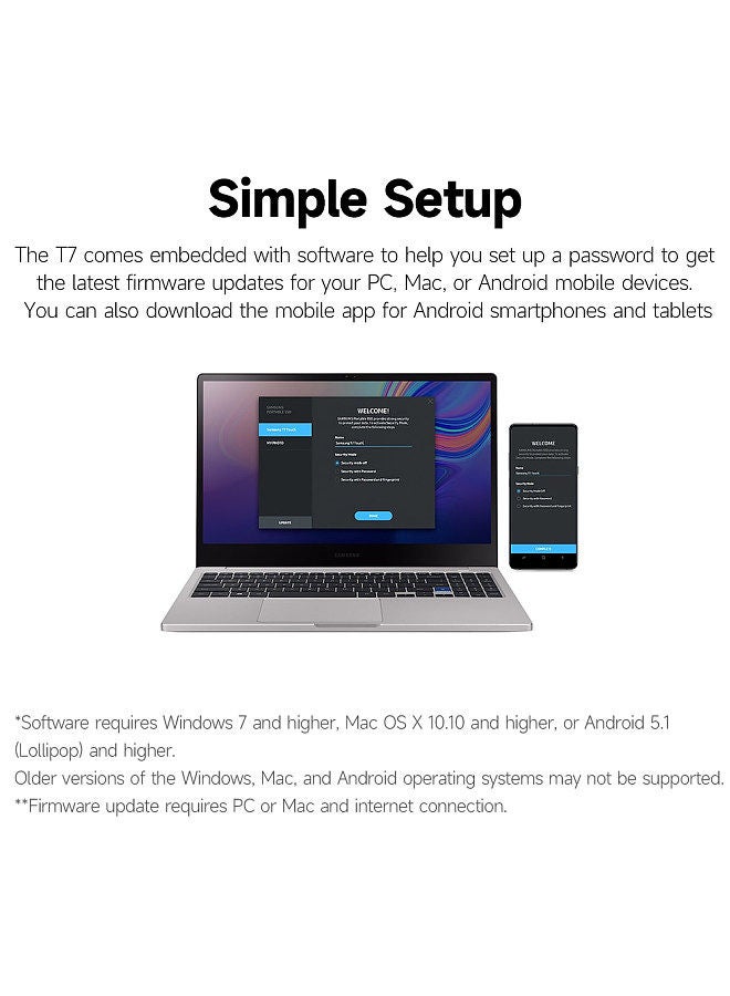 SAMSUNG T7 Type-C USB 3.2 Portable Solid State Drive 2TB Aluminum Alloy Portable SSD up to 1050MB/s Sequential Read Speed Grey