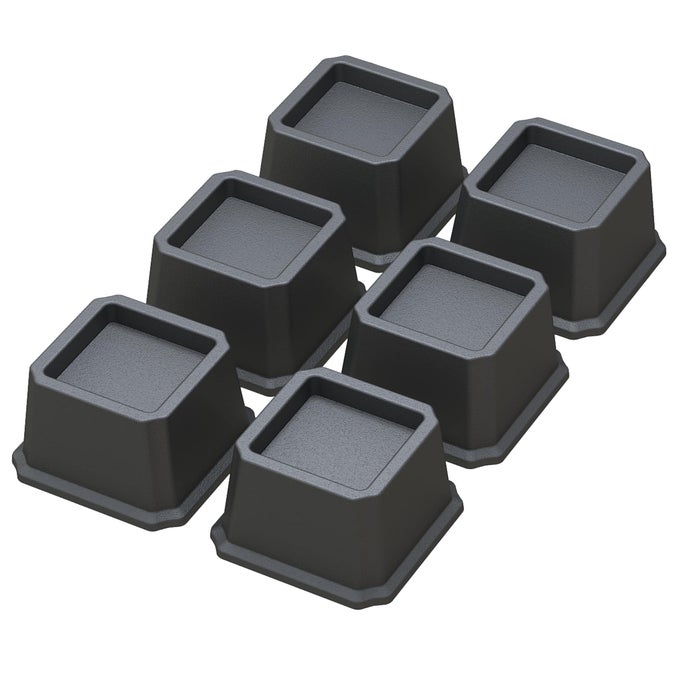BED RISERS 2 INCH HEAVY DUTY BED ELEVATORS SET OF 6 LIFTS UP 2000 LBS FURNITURE RISER FOR SOFA AND TABLE BLACK