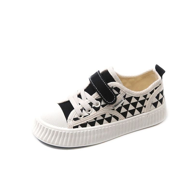 Children'S Shoes Girls' Canvas Shoes 2023 Boys' High-Top Board Shoes Black Plaid Baby Cloth Shoes Casual Shoes - Image 5