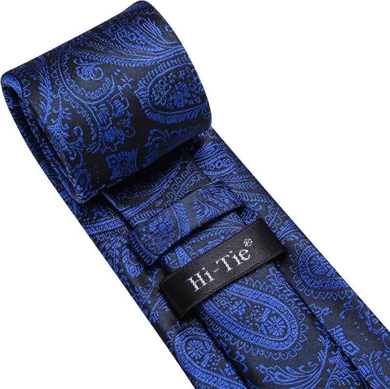 Hi-Tie Silk Paisley Ties for Men Necktie Pocket Square Cufflinks Set Foral Tie Sets Formal Business - Image 5