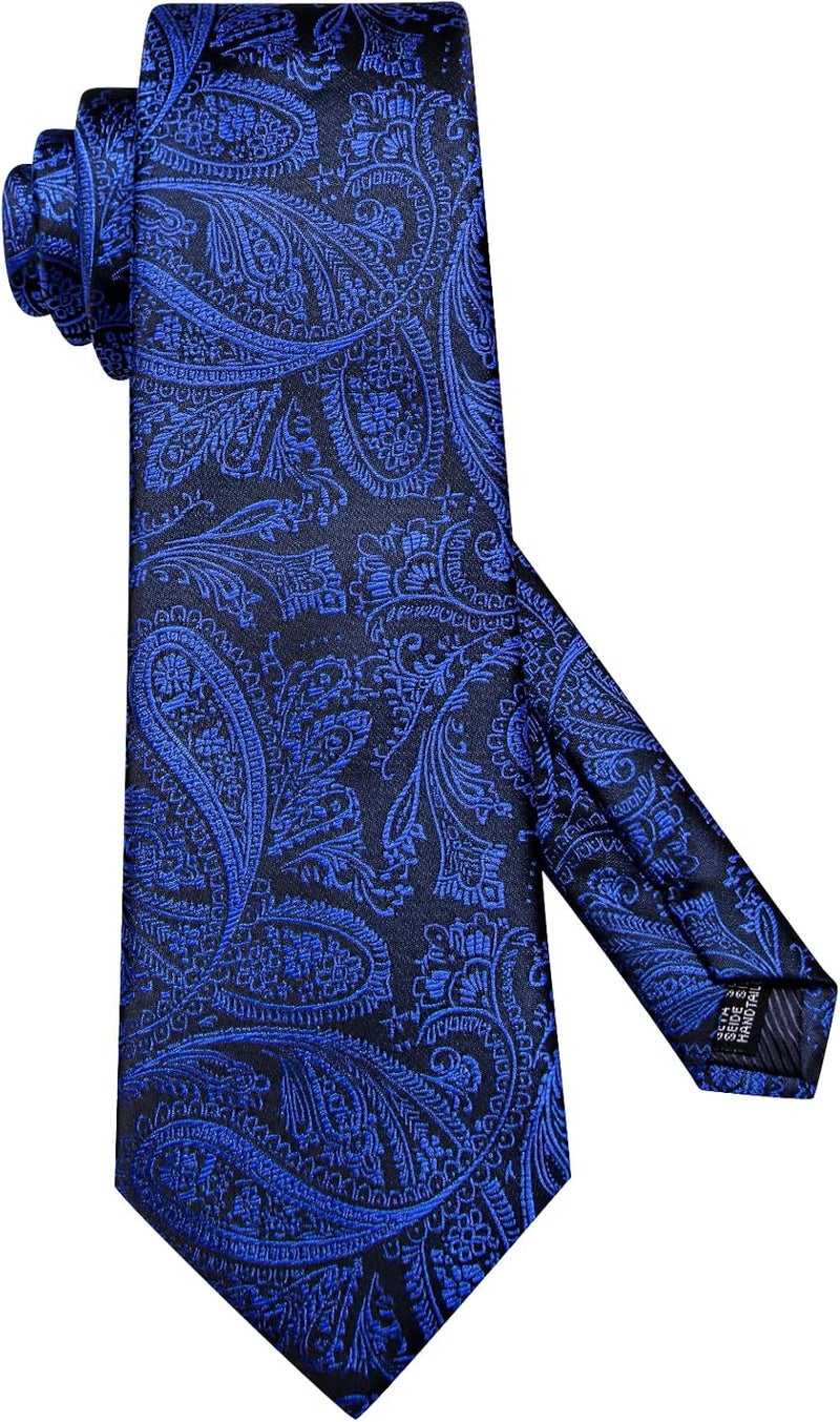 Hi-Tie Silk Paisley Ties for Men Necktie Pocket Square Cufflinks Set Foral Tie Sets Formal Business - Image 4