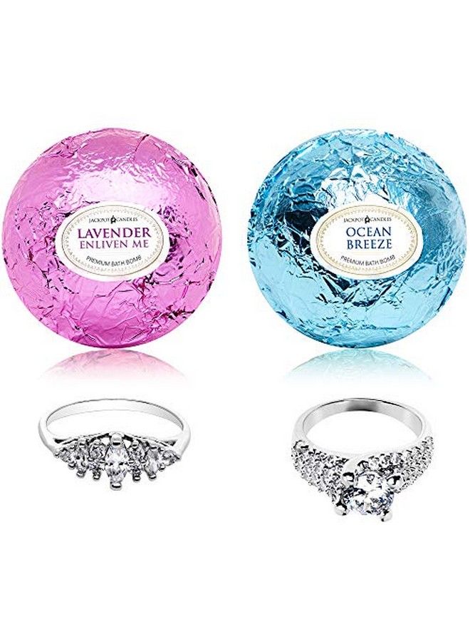 Jackpot Candles Ocean Breeze Lavender Bath Bombs Gift Set Of 2 With Size 6 Ring Inside Each Made In Usa - Image 2