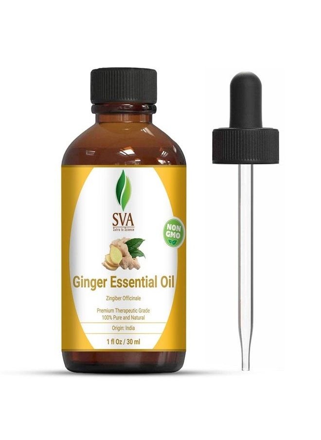 SVA Organics - SVA Organics Ginger Essential Oil 30 ml (1 Oz) in Glass Bottle with Dropper - 100% Pure and Natural Therapeutic Grade Essential Oil for Aromatherapy, Skin Therapy, Hair & More - Image 1