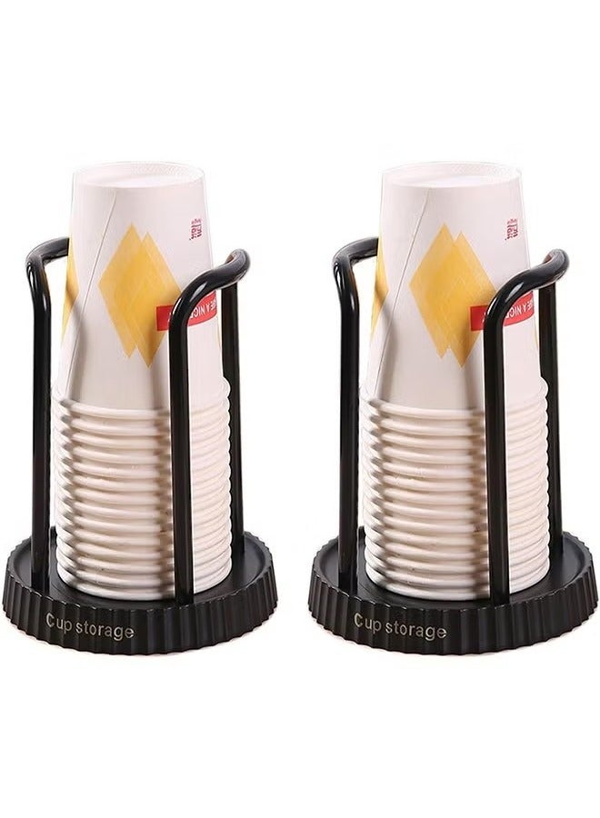 2-Piece Paper Cup Holder, Versatile Storage Holder for Disposable Cups, Coffee Cups or Tea Cups on Desk (Black)  - Image 1