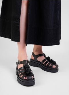 flâneur Flaneur Stylish Platform Sandals for Women - Open Toe Shoes, Natural Leather,  Ankle Strap, Casual Footwear for Women, Lightweight & Comfortable Outdoor Walking Shoes  - Image 2