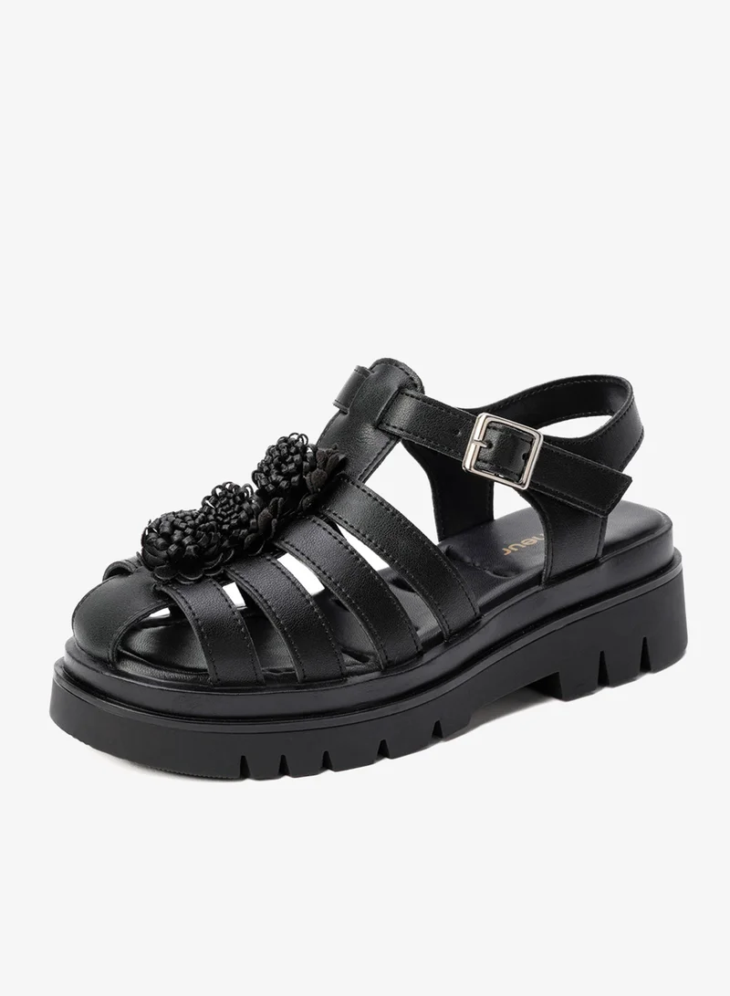 flâneur Flaneur Stylish Platform Sandals for Women - Open Toe Shoes, Natural Leather,  Ankle Strap, Casual Footwear for Women, Lightweight & Comfortable Outdoor Walking Shoes