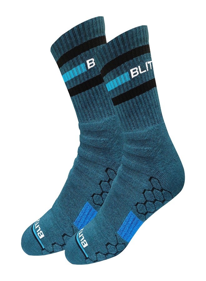 BLITZSOX Cotton Mens Hi-Tech Performance Athletic Crew Length Socks (Tennis, Badminton, Running, Gym & Indoor Training), Pack of 3 (Free Size, Grey, Teal, Black) - Image 5