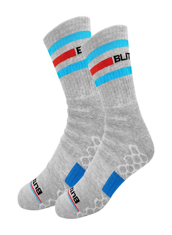 BLITZSOX Cotton Mens Hi-Tech Performance Athletic Crew Length Socks (Tennis, Badminton, Running, Gym & Indoor Training), Pack of 3 (Free Size, Grey, Teal, Black) - Image 4