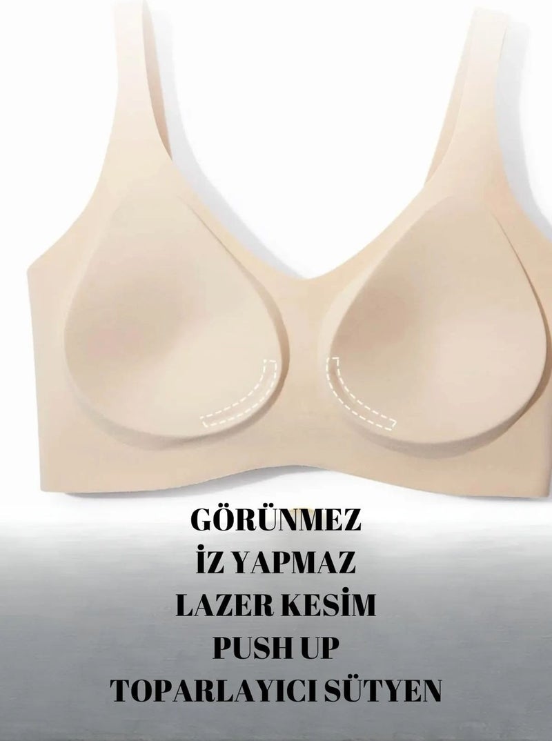 TECHNO 8Q Seamless Padded Soft Non-Trace Laser Cut Non-wired Push Up Invisible Bra  - Image 3