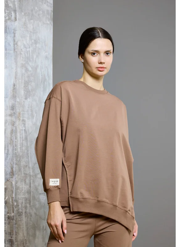 ذوق Asymmetric Hemline Extended Side Seam Sweatshirt