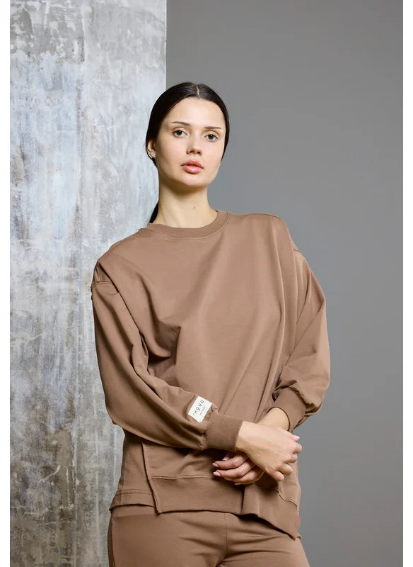 ذوق Asymmetric Hemline Extended Side Seam Sweatshirt
