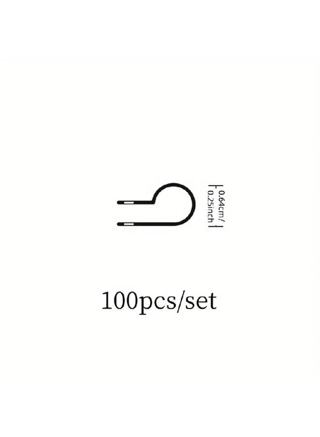 100 قطعة مشابك كابلات سوداء من النوع R، مشابك أسلاك نايلون متينة للمنزل والسيارة والمكتب - Image 1