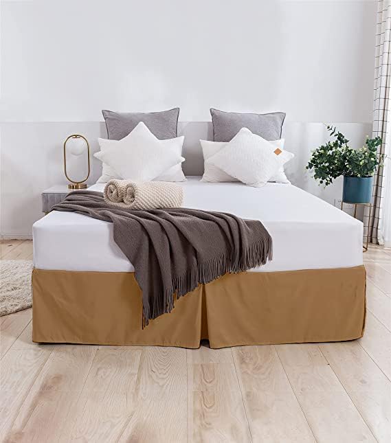 SLEEPINO SLEEPINO Box Pleated Bed Skirt King Size 72x78 Inches 18 Inch Tailored Drop Easy Fit King Bed Center Corner Pleats Beige 