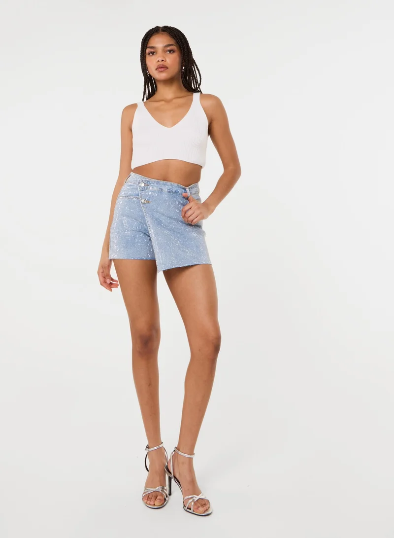 Diamante Denim Skort