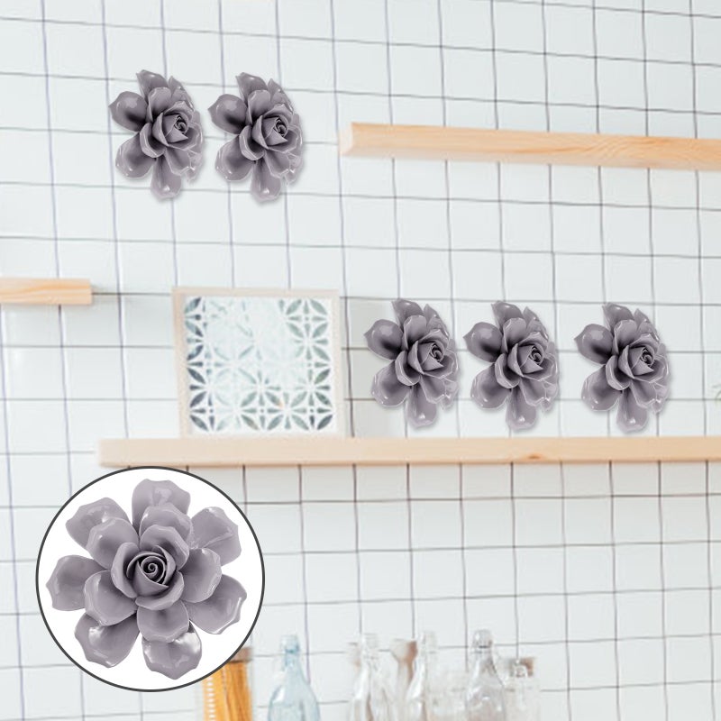 2pcs Ceramic Flower Wall Hanging 3D Rose Ornament Wall Background Mural Hanging Decor - Image 1