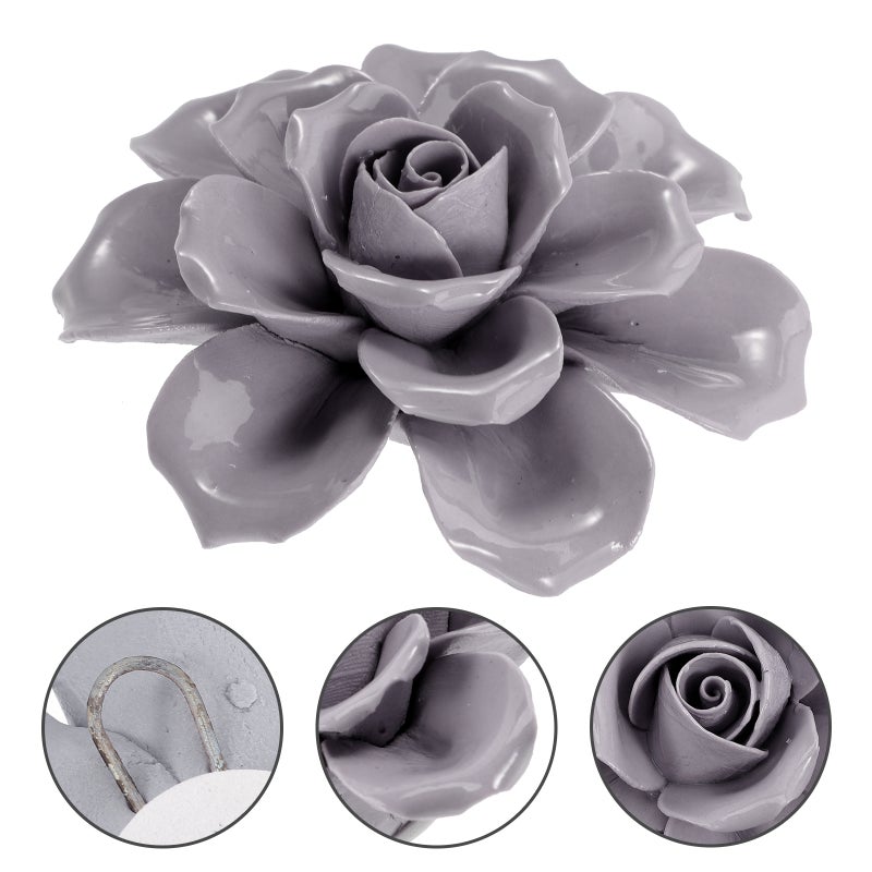 2pcs Ceramic Flower Wall Hanging 3D Rose Ornament Wall Background Mural Hanging Decor - Image 5