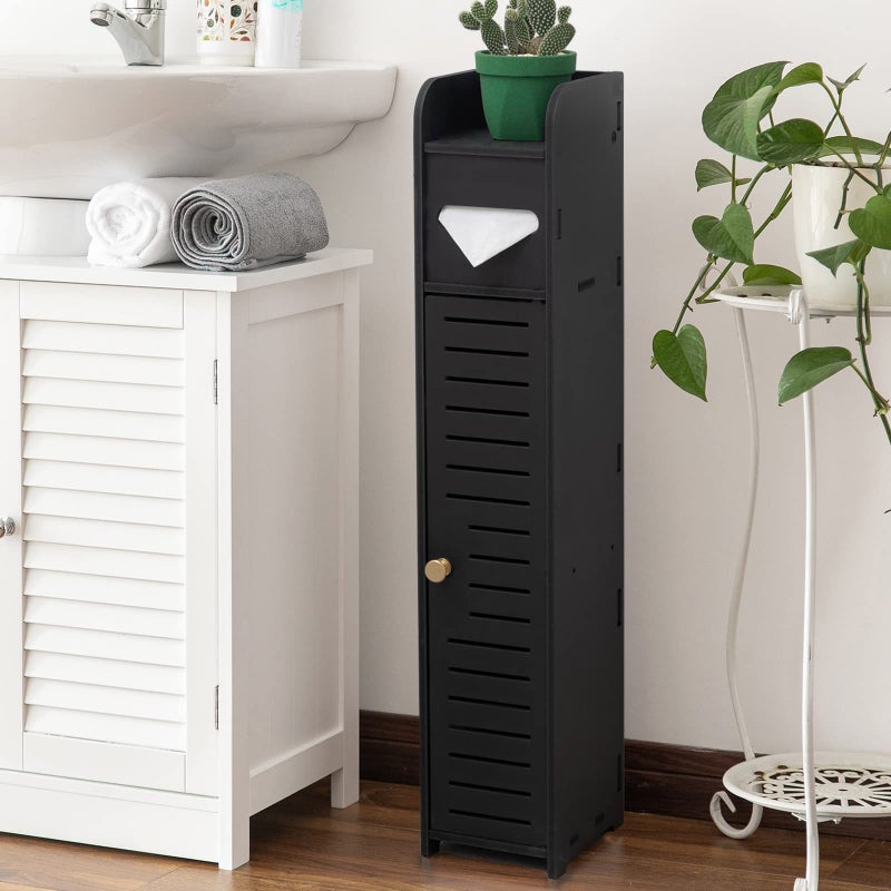 AOJEZOR AOJEZOR Small Bathroom Storage Cabinet Bathroom Toilet Paper Cabinet Fit for Small RollBlack 