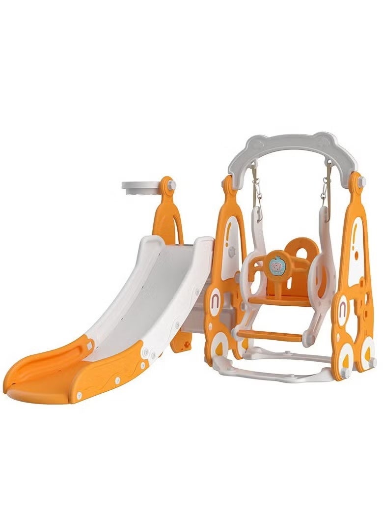 فول جوي مجموعة زحليقة وأرجوحة مع حلقة كرة سلة 3*1 للأطفال،مجموعة ملعب داخلي وخارجي للأطفال الصغار،مجموعة ألعاب تسلق للأطفال - Image 1