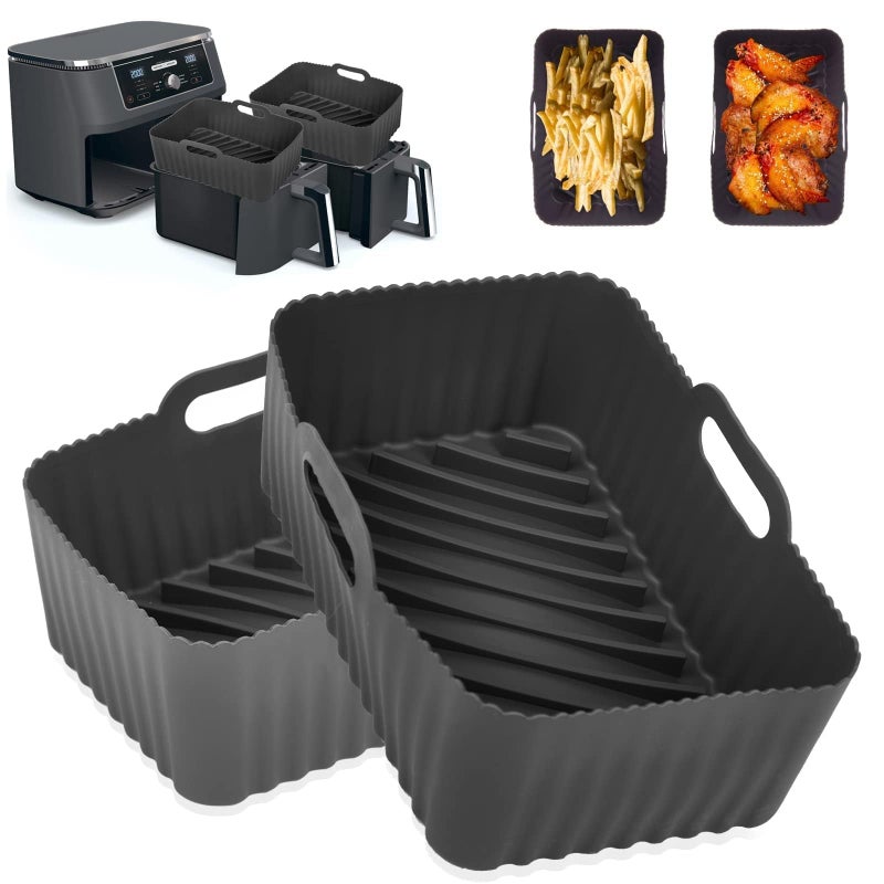 Silicone Air Fryer Liners for Ninja Foodi Air Fryer AF300UK 2Pcs Ninja Foodi Dual Zone Air Fryer Accessories Reusable Silicone Dual Basket Air Fryer Liner 76L
