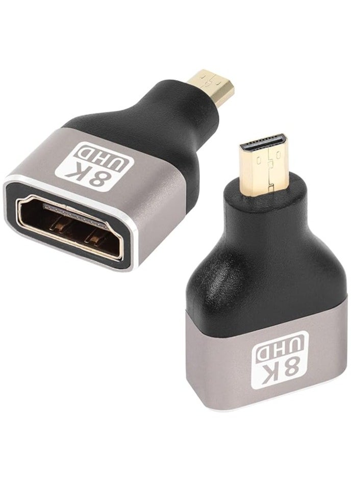 إيروريكس 2 حزمة من محول HDMI الصغير 8k إلى HDMI، Micro HDMI ذكر إلى HDMI A أنثى، محول Micro HDMI القياسي الإصدار 2.1، يدعم 8K@60 هرتز/4K@120 هرتز HDR ARC، متوافق مع الكاميرا، DSLR، الكمبيوتر اللوحي  - Image 1