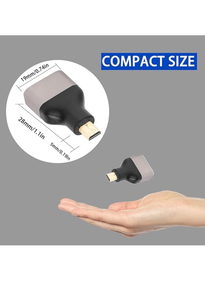 إيروريكس 2 حزمة من محول HDMI الصغير 8k إلى HDMI، Micro HDMI ذكر إلى HDMI A أنثى، محول Micro HDMI القياسي الإصدار 2.1، يدعم 8K@60 هرتز/4K@120 هرتز HDR ARC، متوافق مع الكاميرا، DSLR، الكمبيوتر اللوحي  - Image 2