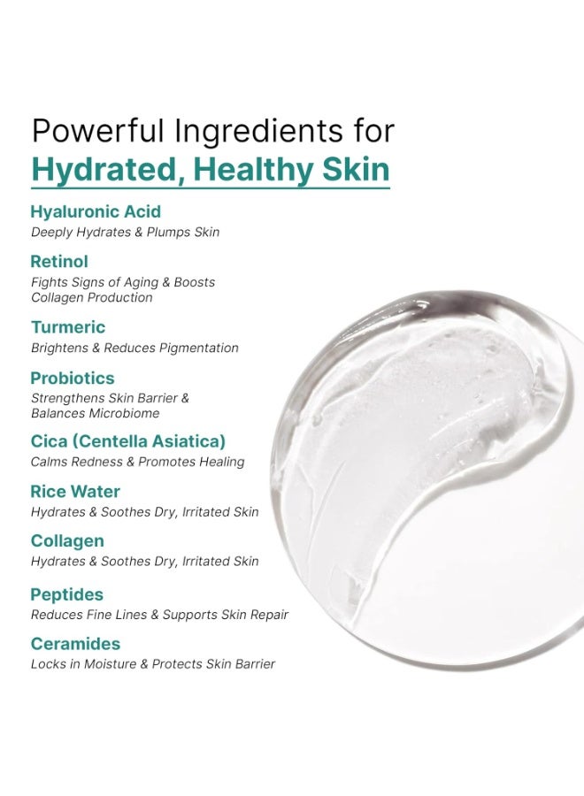 WILD OAK WildOak Oil-Free Face Gel Moisturizer | 100gm | With Retinol, Collagen, Hyaluronic Acid, Turmeric, Probiotics, Rice Water & Ceramides | For Oily Skin, Glow, Fine Lines, Pore Reduction & Barrier Repair - Image 2