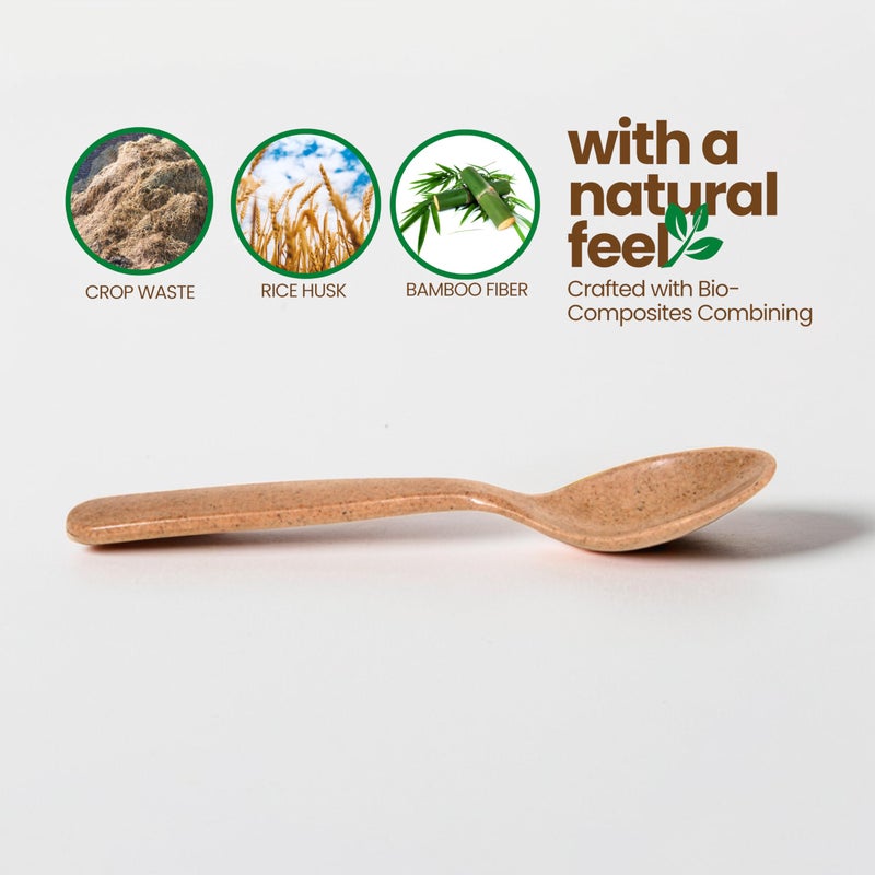 Pacing Grass Bamboo Bio-Composite Meal Serving Set | 6 Units | Lightweight, Durable Plate, Bowls & Spoon Combo for Everyday Dining - Image 2